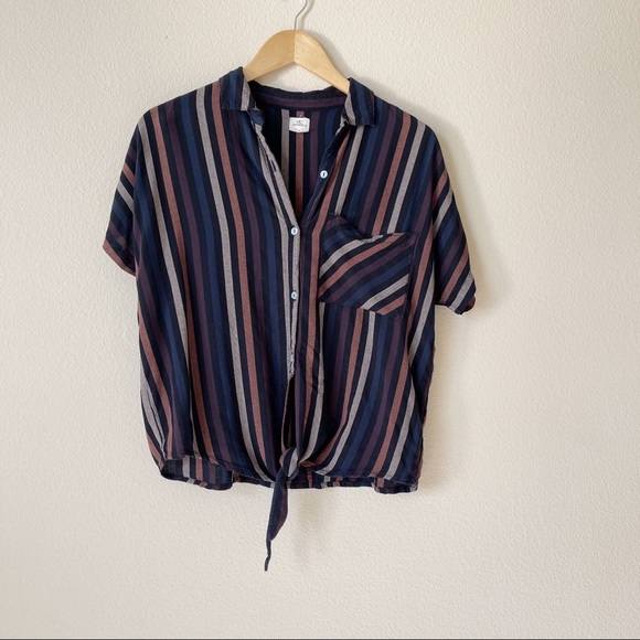O’Neill Demi Stripe Shirt Button Up Tie Front XS - Picture 5 of 14